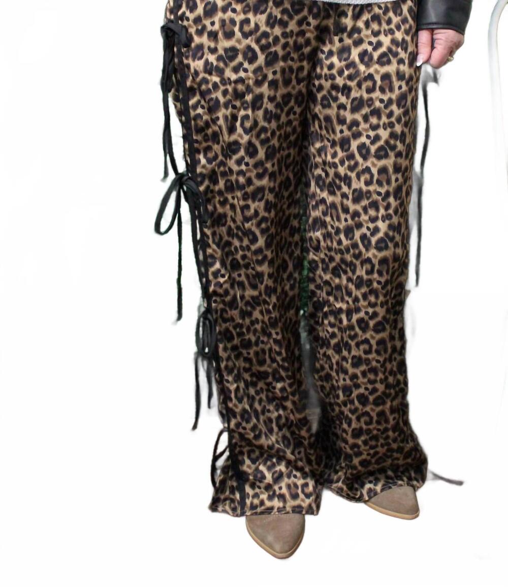 NEW &MERCI tia wide leg pull-on pants in leopard